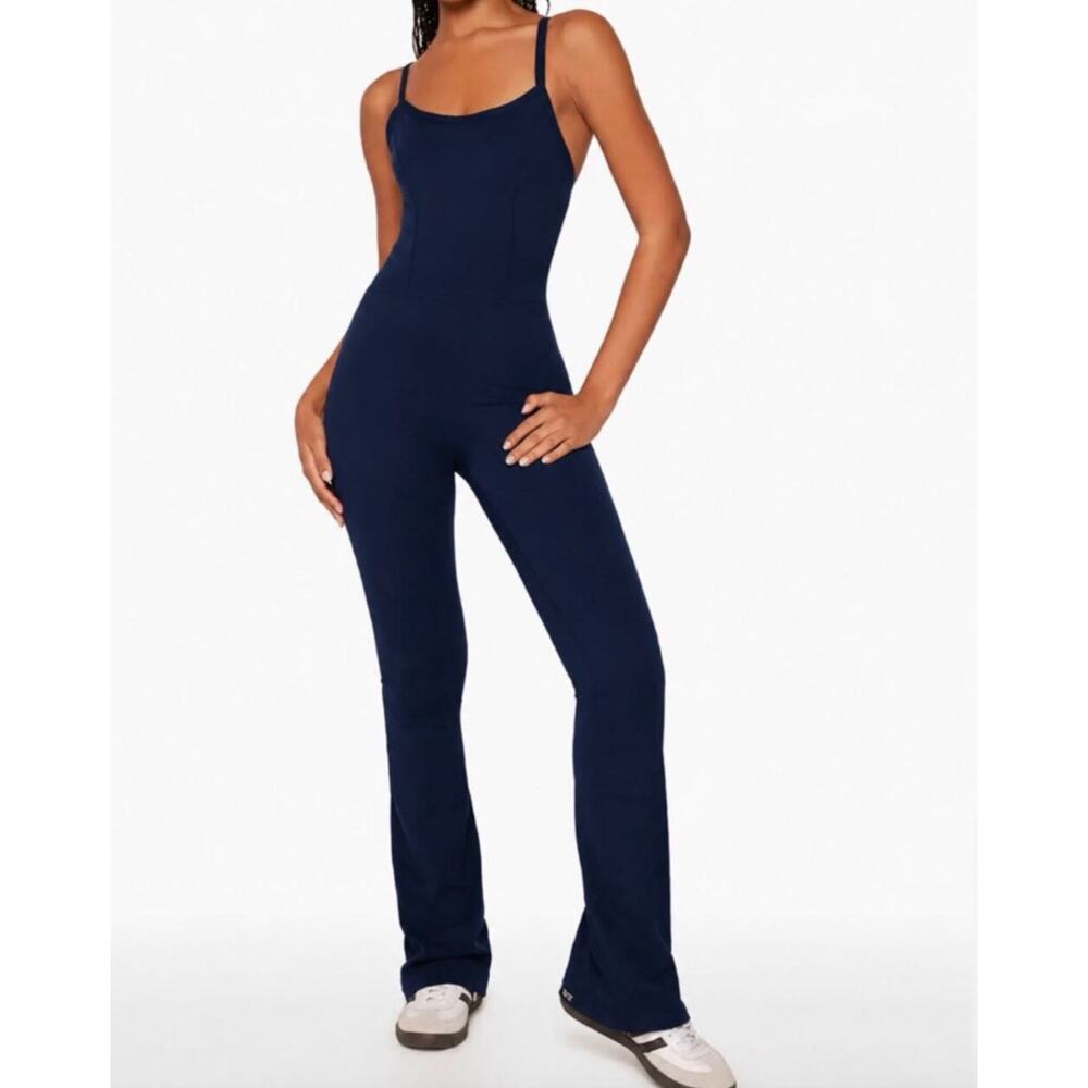 SET Active Mini Flare Jumpsuit Navy Blue Size Medium